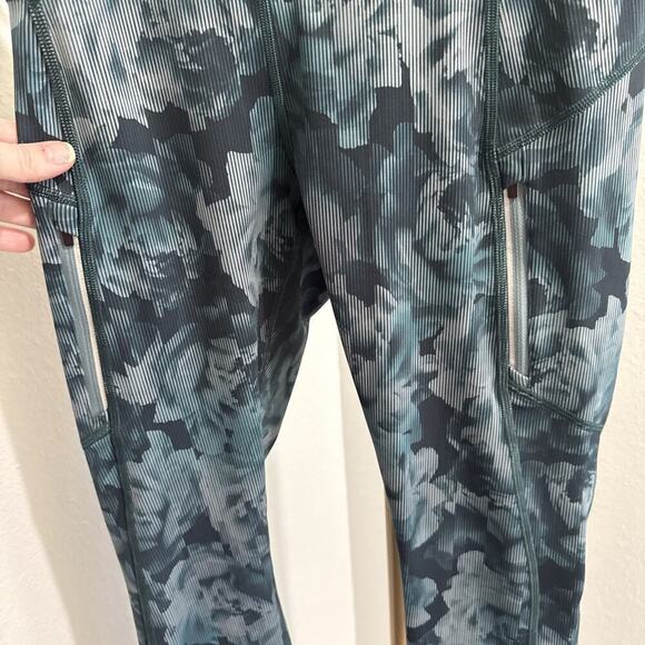 Athleta Rainier Leggings Pants Spliced Floral High Rise Green Blue Small Tight - Picture 2 of 6